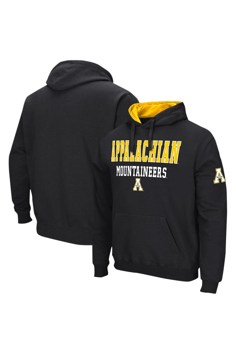 Men's Colosseum Black Appalachian State Mountaineers Sunrise Pullover Hoodie, Main, color, Black