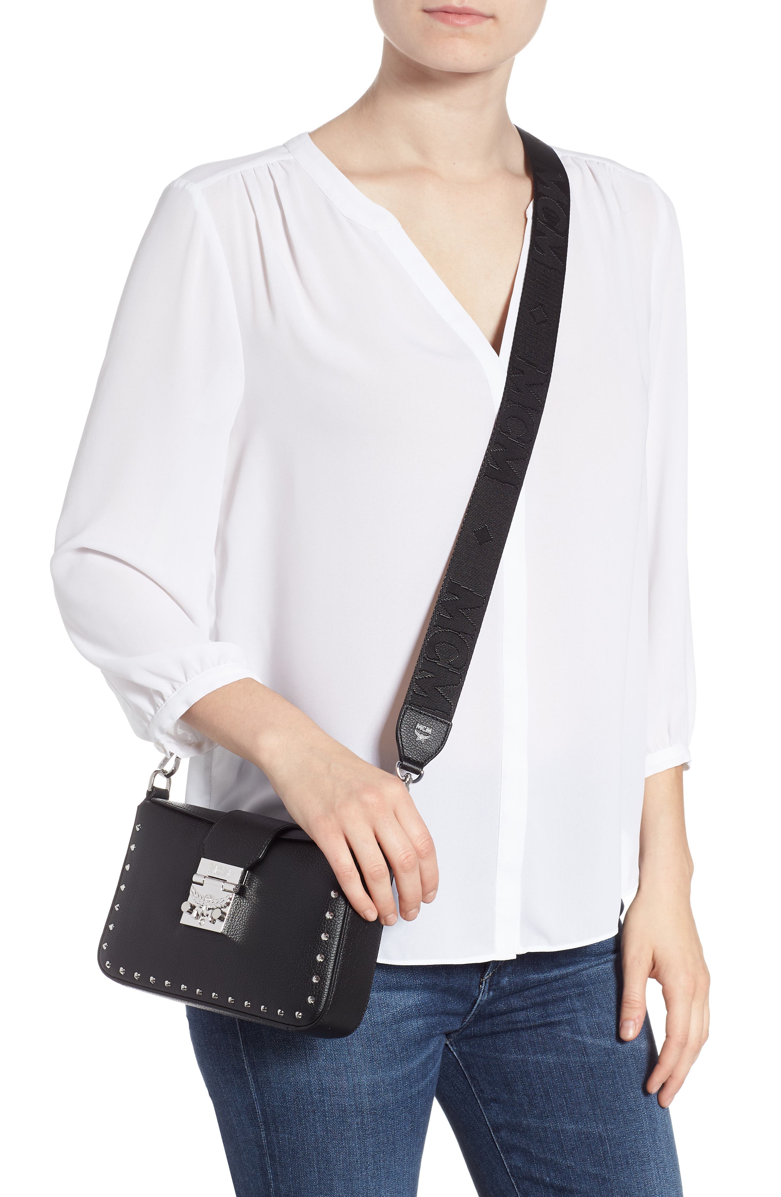 MCM XS Park Avenue Kasion Stud Leather Crossbody Bag, Alternate, color, 