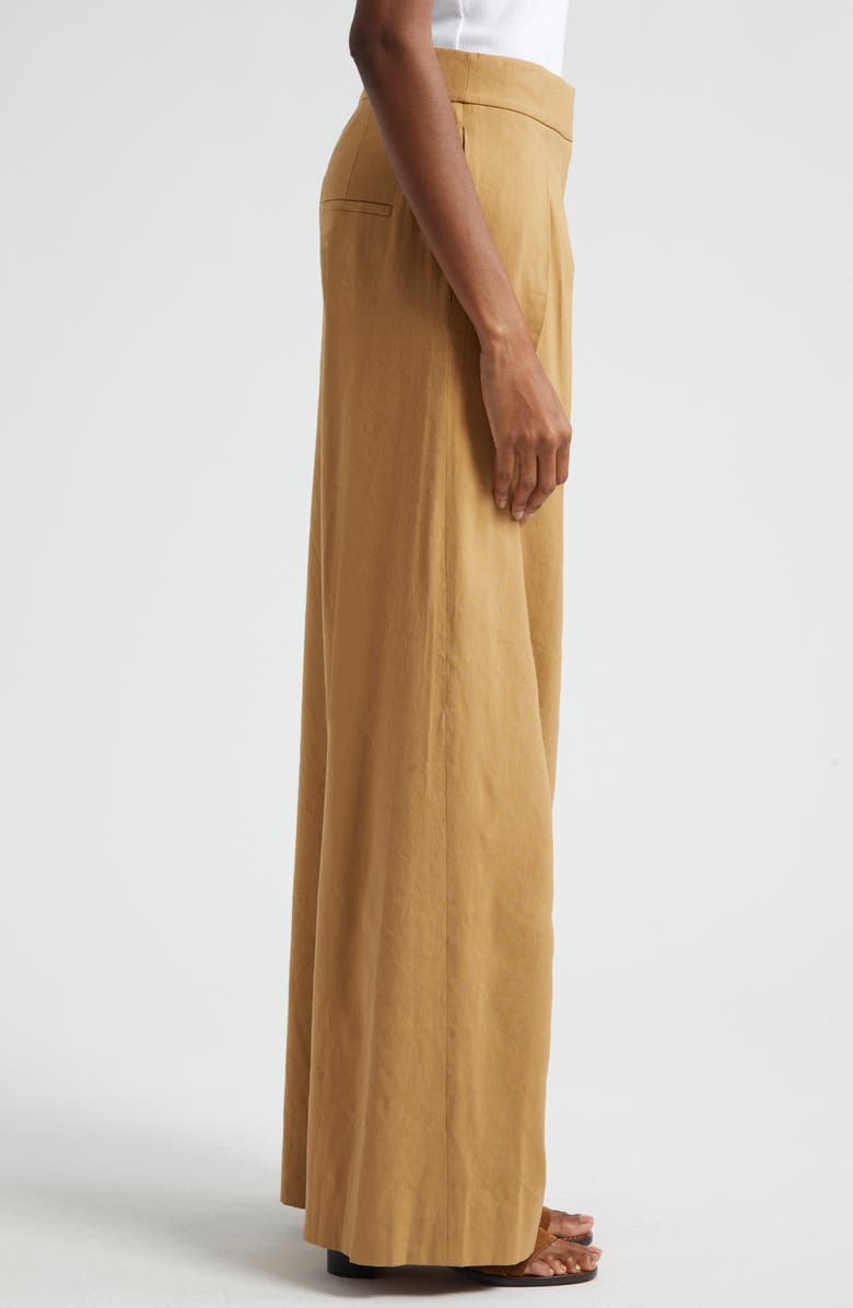 Veronica Beard Jodie Pleat Linen Blend Wide Leg Pants, Alternate, color, Desert Khaki