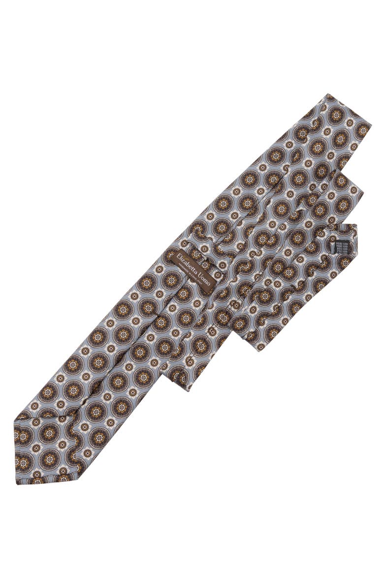La Vigna - Extra Long Printed Silk Tie for Men, Alternate, color, Grey