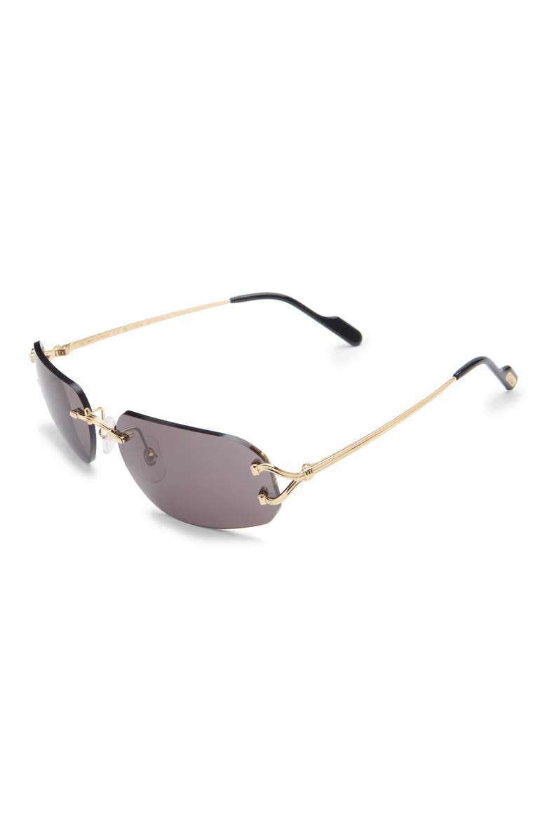 58mm Frameless Rectangular Sunglasses, Alternate, color, GOLD