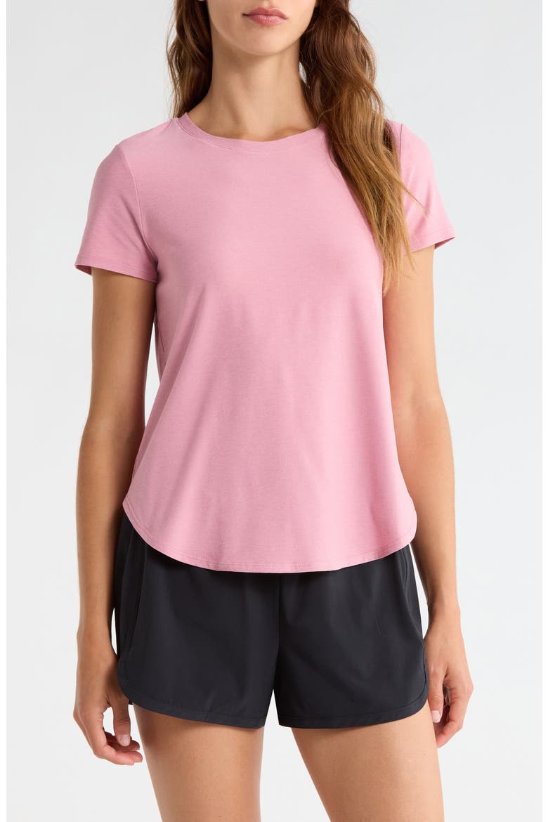 On the Down Low T-Shirt, Main, color, BALLET PINK HEATHER