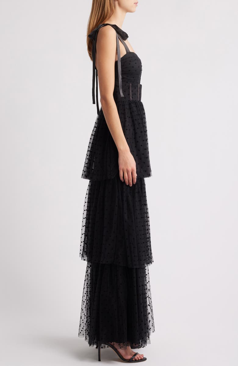 Lulus Billie Swiss Dot Tiered Maxi Cocktail Dress, Alternate, color, 