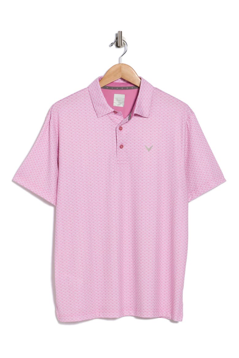 Chevron Foulard Print Short Sleeve Polo, Alternate, color, ROSE BOQUET