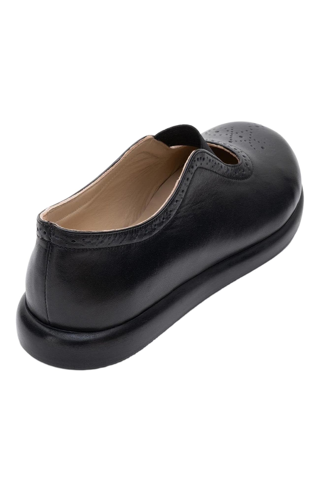 Forever & Always Shoes CHELLE Elastic Leather Flat, Alternate, color, Black Leather