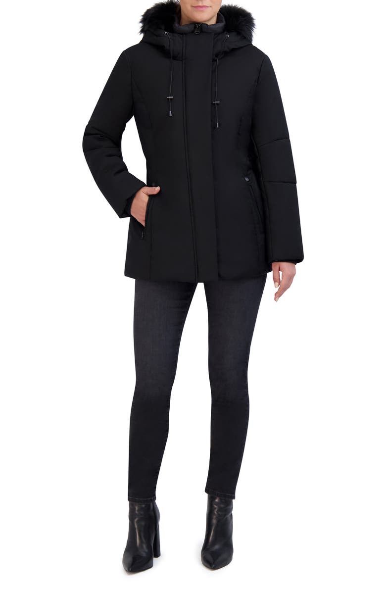 Cole Haan Water Resistant Belted Stretch Twill Jacket with Bib, Alternate, color, 