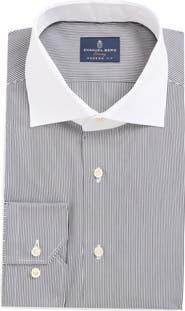 Emanuel Berg Modern Fit Stripe Cotton Poplin Dress Shirt