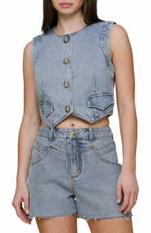 Avec Les Filles Crop Denim Vest