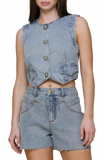 Avec Les Filles Crop Denim Vest