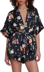 Avec Les Filles Floral Print Belted Tunic