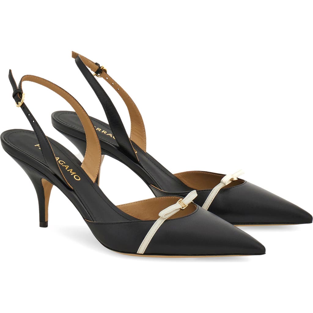 Ferragamo Gylla 70 Slingback Leather Pumps In Black