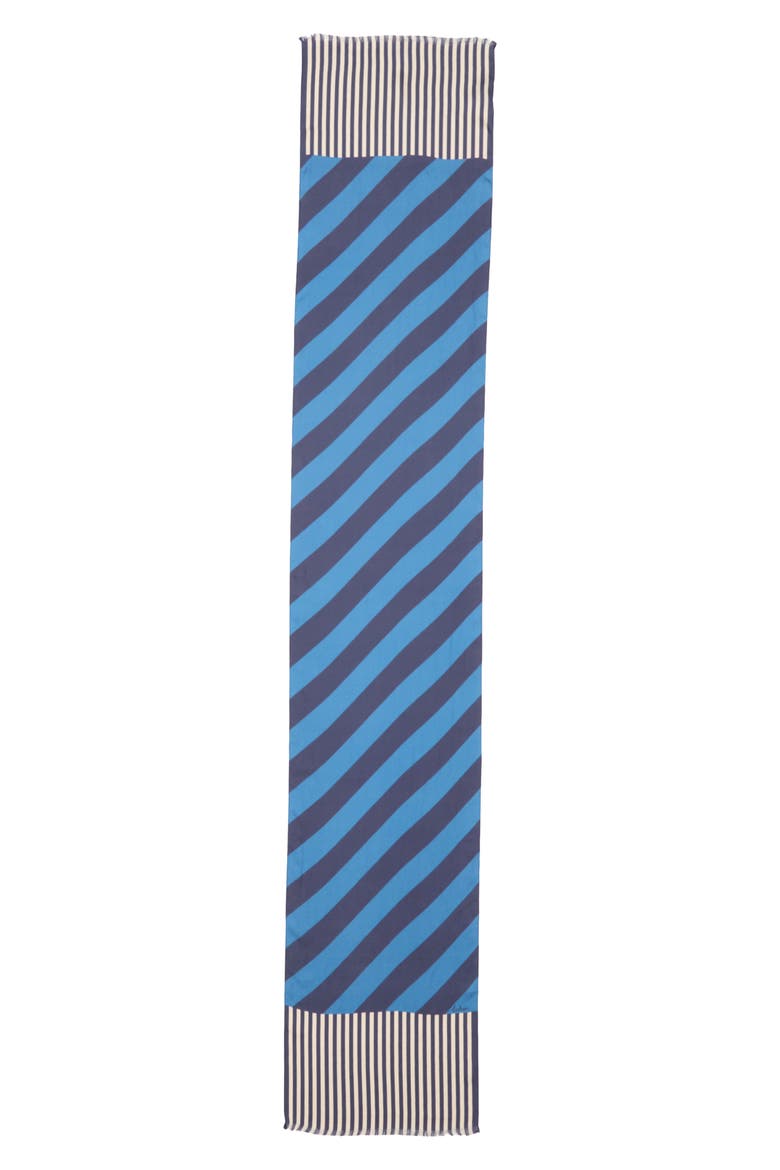 Striped Silk Oblong Scarf, Main, color, NAVY