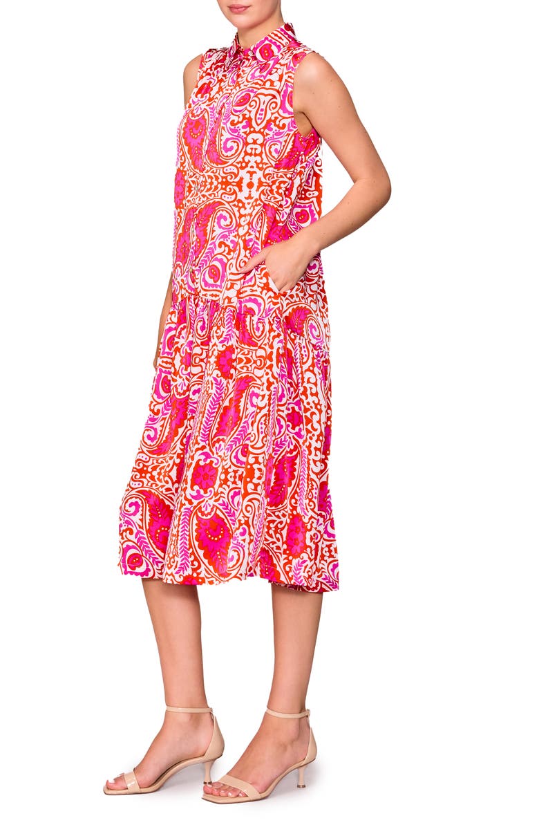 MELLODAY Sleeveless Shirtdress, Alternate, color, Ivory / Red