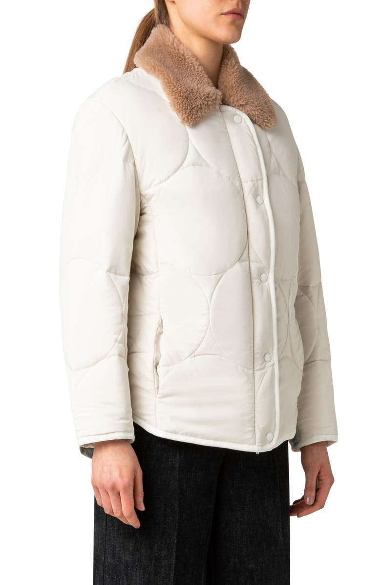 Akris punto Circle Quilted Jacket with Faux Fur Collar, Alternate, color, 