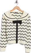 Adrianna Papell Zigzag Bow Sailor Collar Sweater
