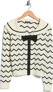 Adrianna Papell Zigzag Bow Sailor Collar Sweater