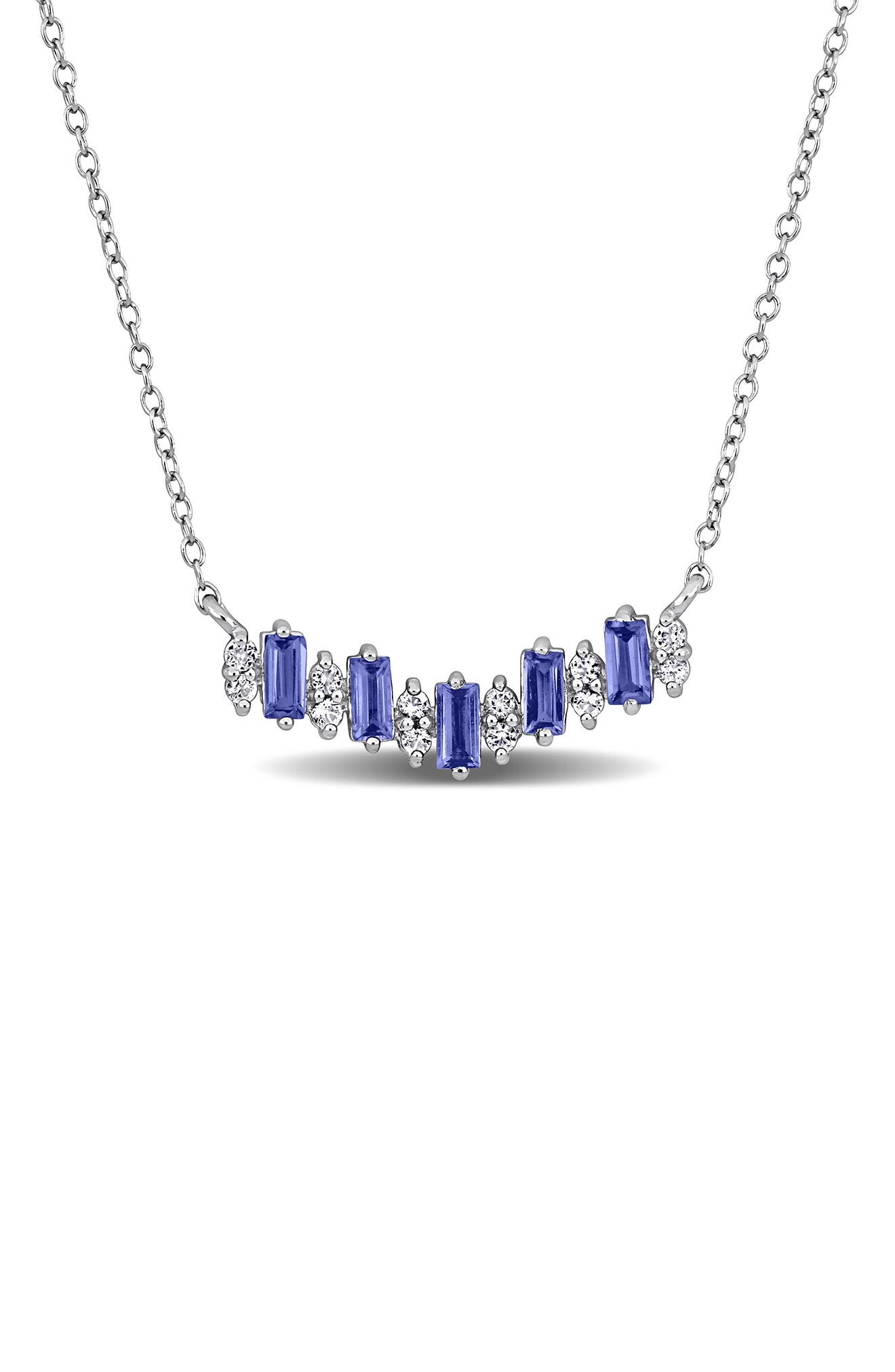 DELMAR Tazanaite & White Sapphire Bar Penant Necklace