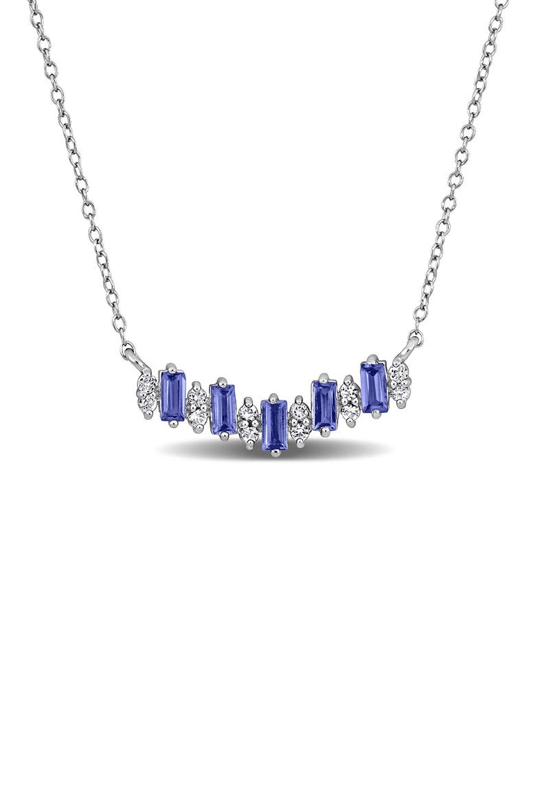 Tazanaite & White Sapphire Bar Penant Necklace, Main, color, PURPLE