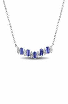 DELMAR Tazanaite & White Sapphire Bar Penant Necklace