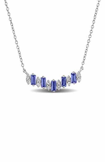 Tazanaite & White Sapphire Bar Penant Necklace