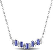 DELMAR Tazanaite & White Sapphire Bar Penant Necklace