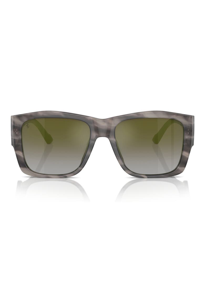 56mm Square Sunglasses, Main, color, STRIPED GREY / GREEN MIRROR