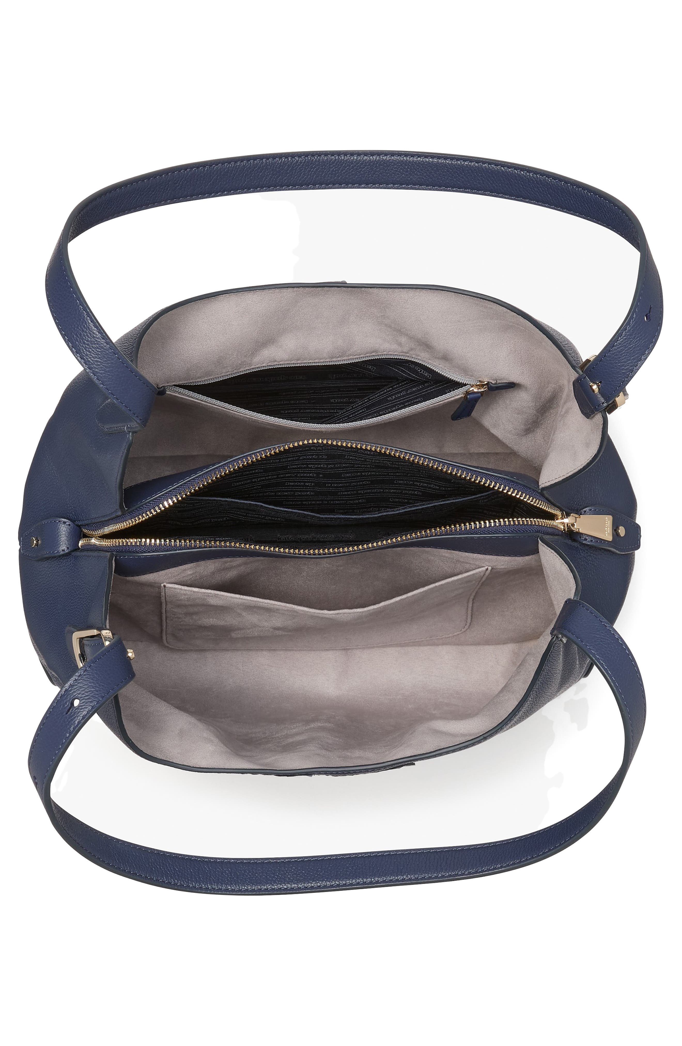 large deco pebbled leather shoulder bag, Alternate, color, PARISIAN NAVY