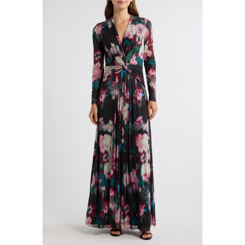 Ak Anne Klein Twist Front Maxi Dress In Multi