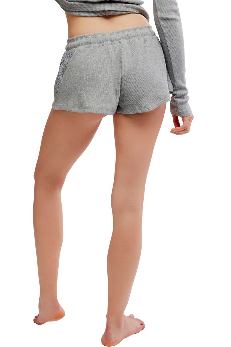 Made You Blush Lace Detail Shorts, Alternate, color, HEATHER GREY