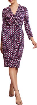 London Times Twist Front Draped Sheath Dress