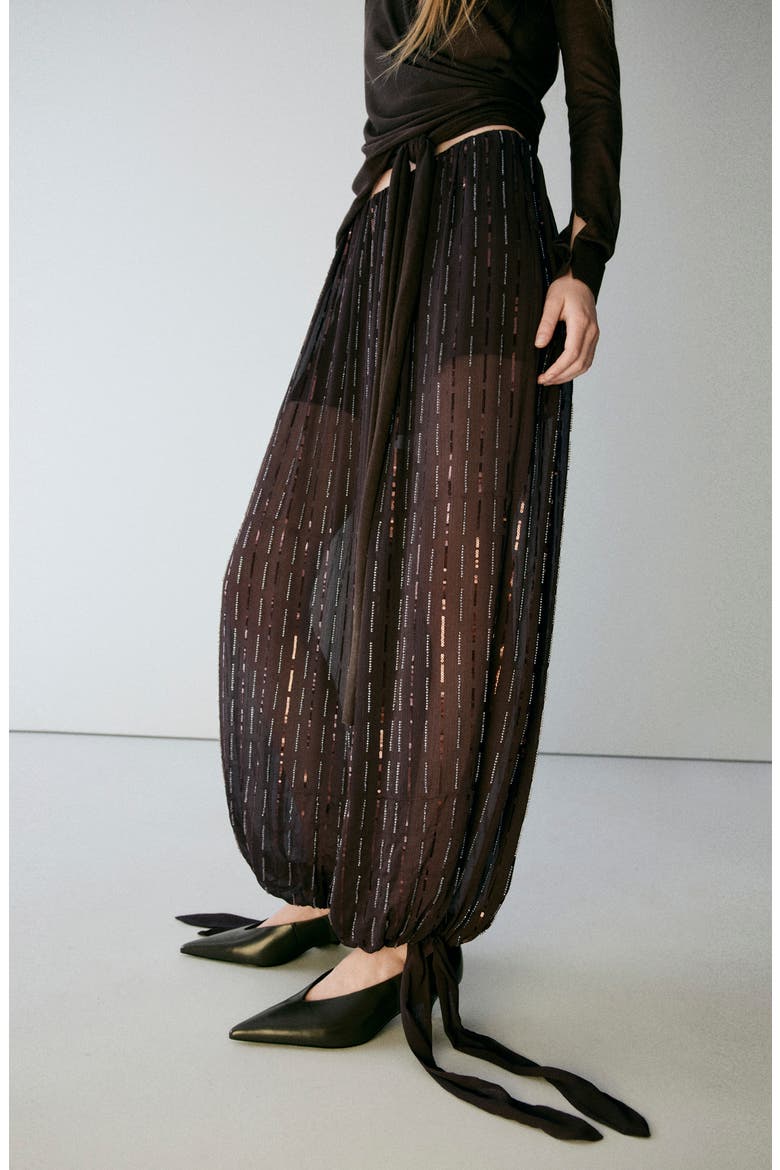 Sequin Harem Pants, Alternate, color, BROWN