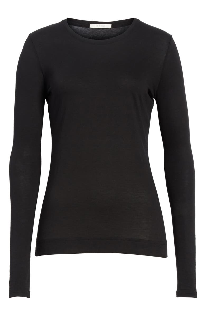 Adam Lippes Long Sleeve Crewneck T-Shirt, Alternate, color, 