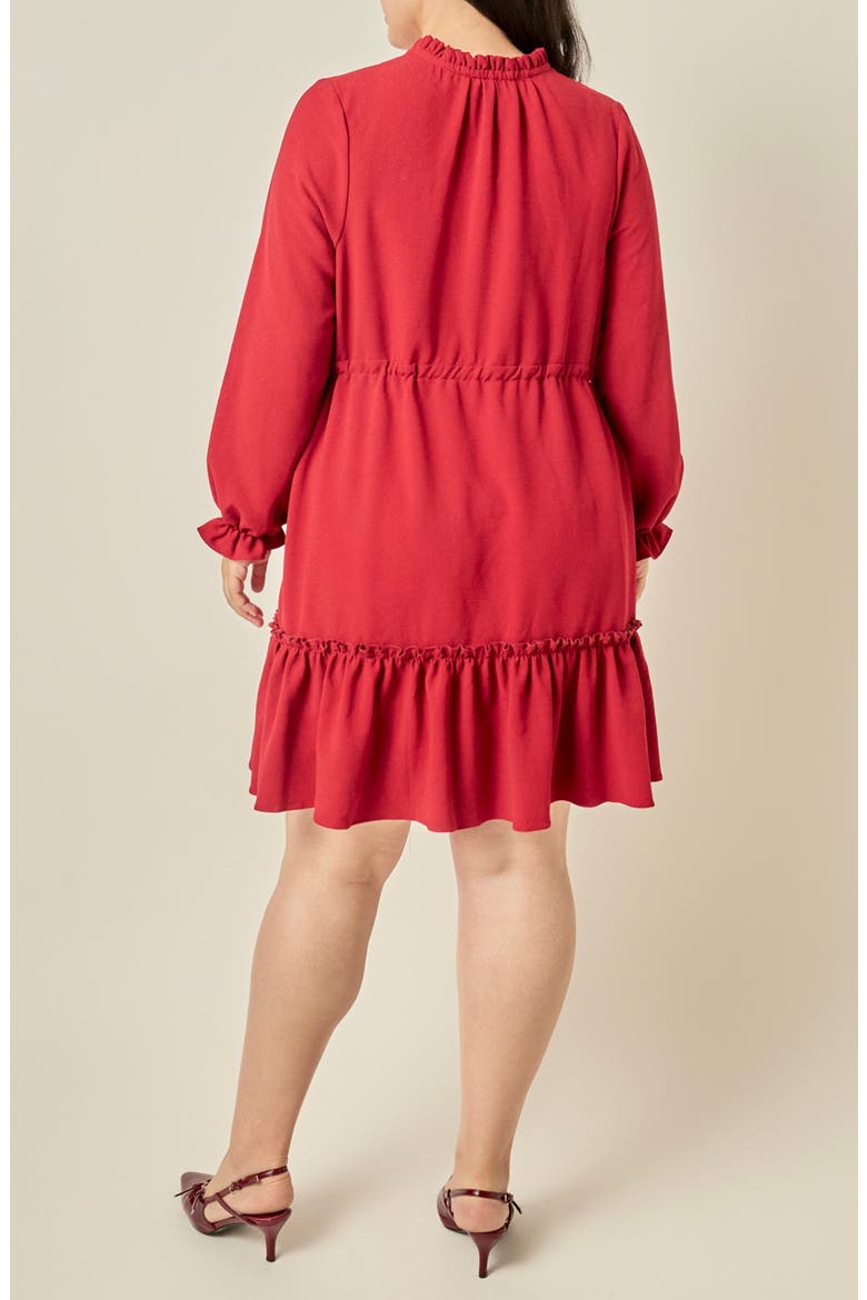 Tassel Trim Ruffle Dress, Alternate, color, BURGUNDY