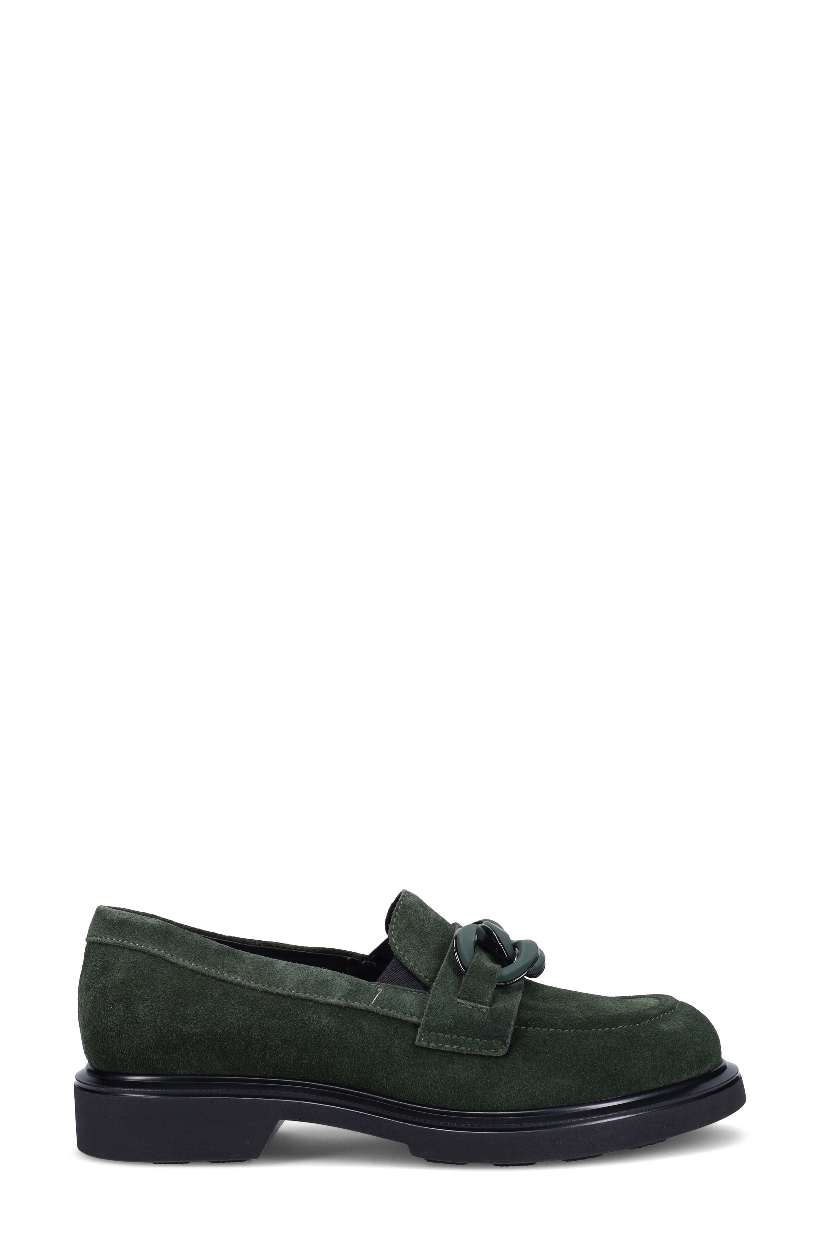 Allison Water Resistant Chain Loafer, Alternate, color, HUNTER GREEN