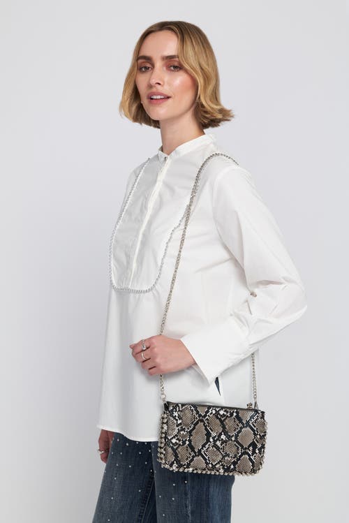 Elle Collection Silver Trimmed Wallet On Chain Clutches Bag In Brown