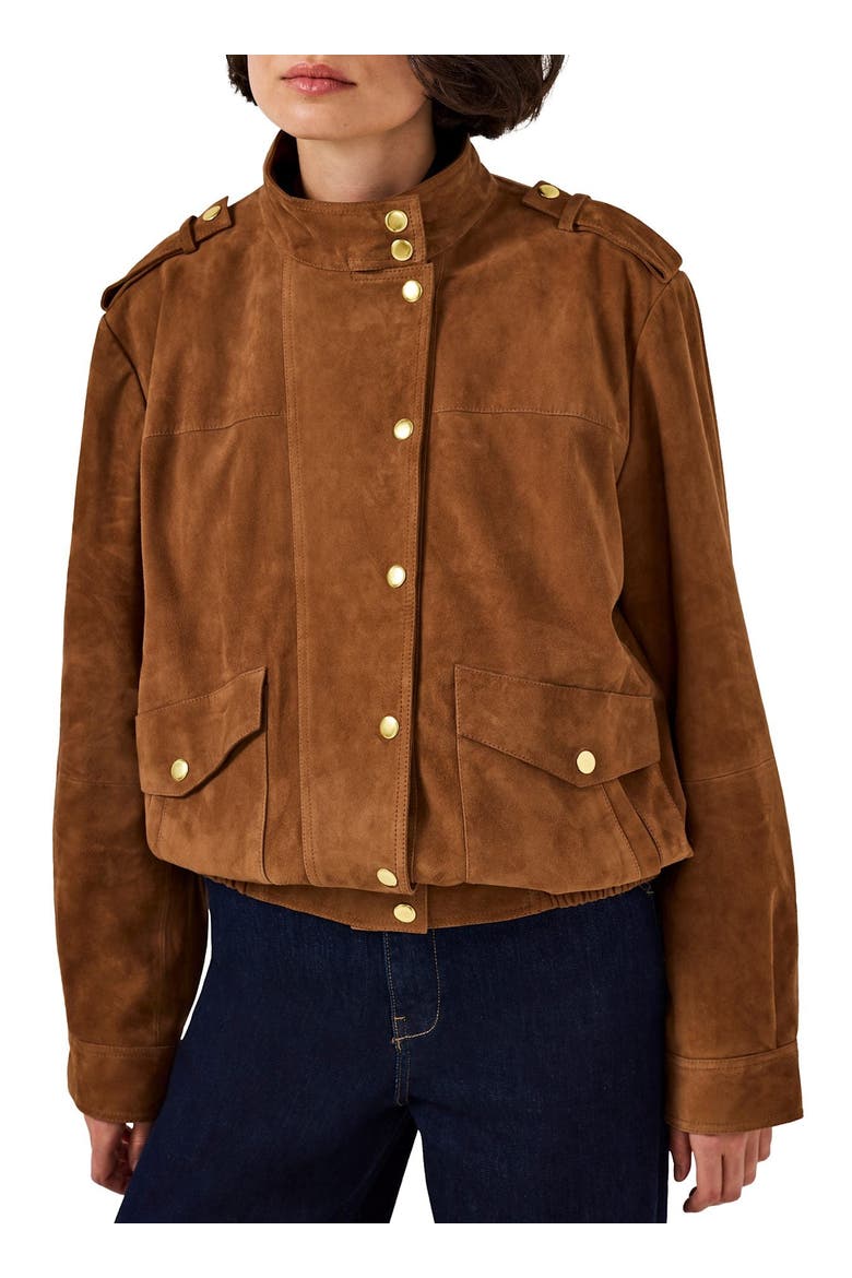 Suede Bomber Jacket, Main, color, Tan
