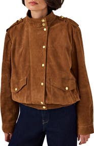 MINT VELVET Suede Bomber Jacket