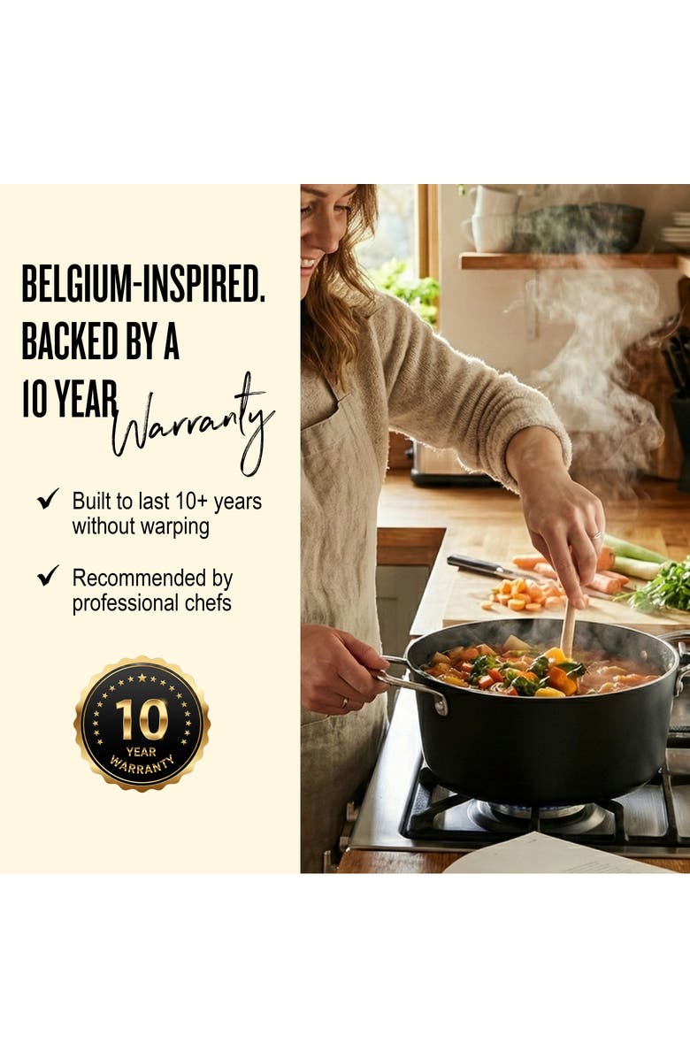 Alva Maestro Nonstick Stock Pot with Lid, Alternate, color, Black