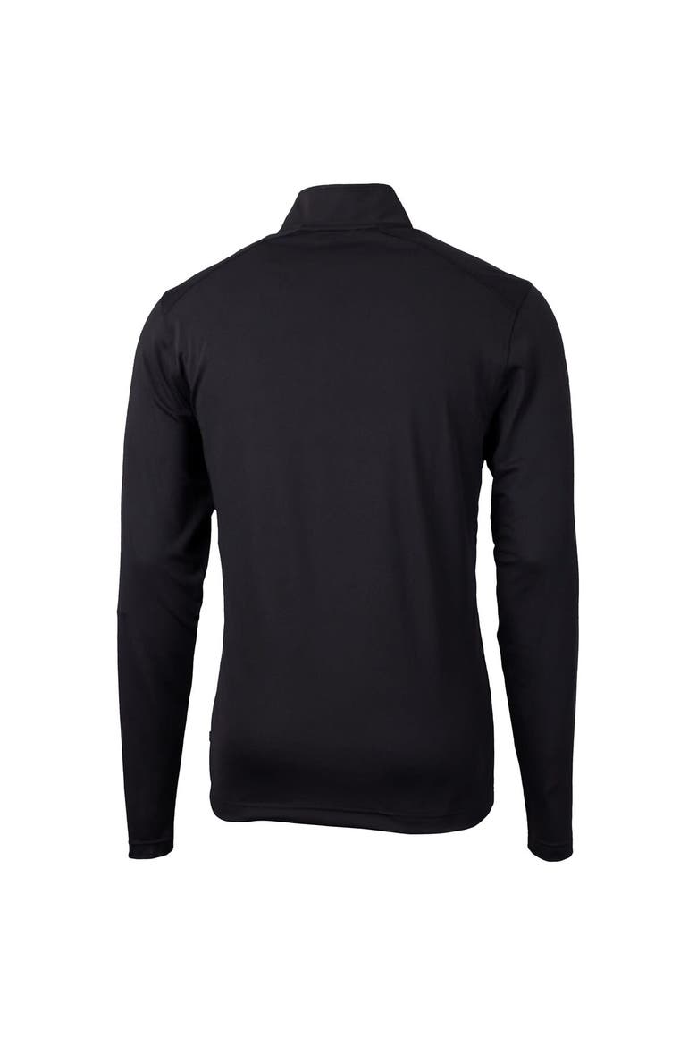 Men's Cutter & Buck Black Utah Utes Virtue Eco Pique Recycled Quarter-Zip Pullover Top, Alternate, color, Black