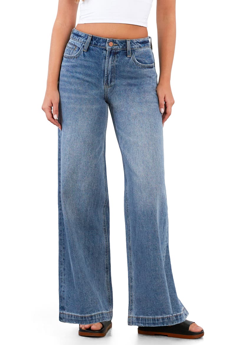 High Waist Wide Leg Jeans, Main, color, MID WASH VINTAGE