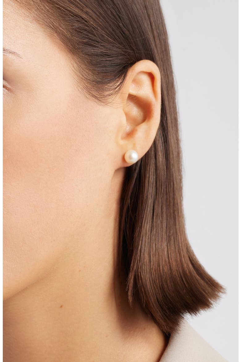 Freshwater Pearl Stud Earrings, Alternate, color, WHITE- 14K WHITE GOLD