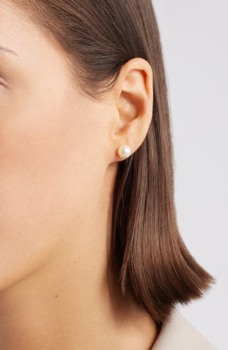 Nordstrom Freshwater Pearl Stud Earrings, Alternate, color, White- 14K White Gold