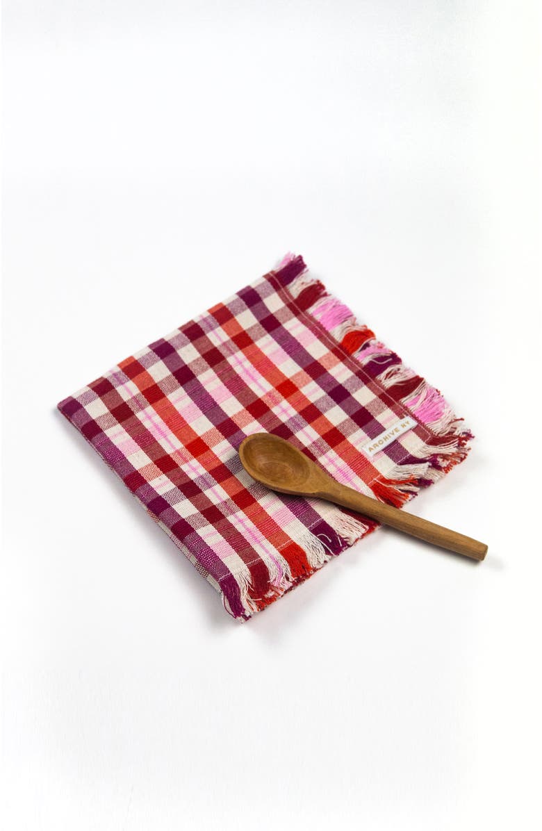 Archive New York Noel Red Plaid Cotton Party Napkins, Set of 4, Alternate, color, Red