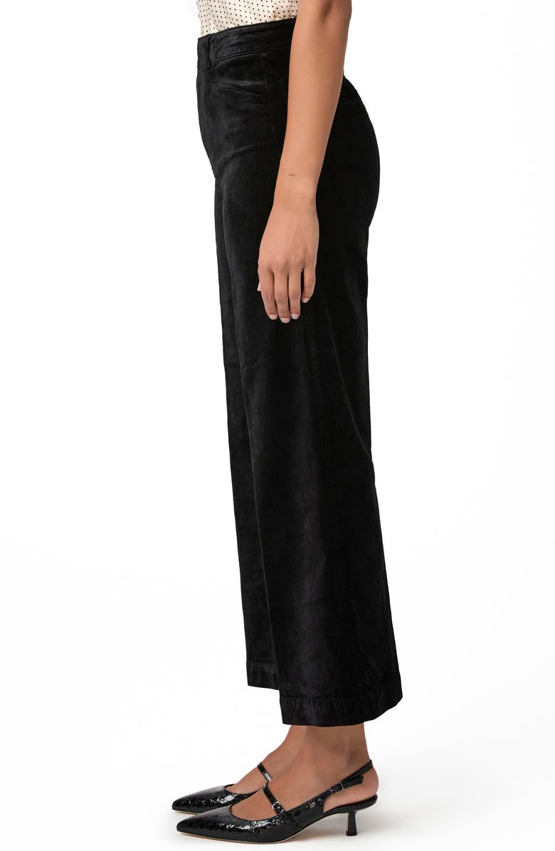 PAIGE Anessa High Waist Ankle Wide Leg Velvet Pants, Alternate, color, Black Overdye