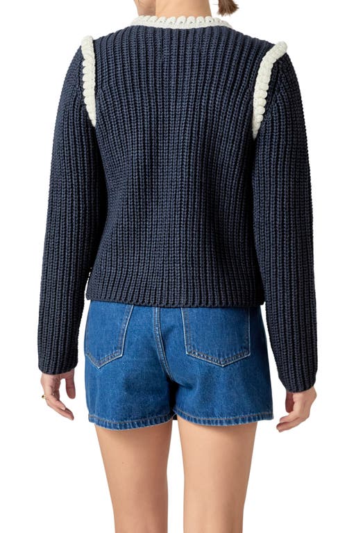 English Factory Colorblock Braided Cardigan