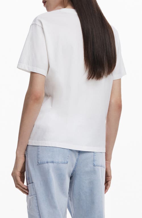 Desigual Embellished Cotton Graphic T-shirt In White