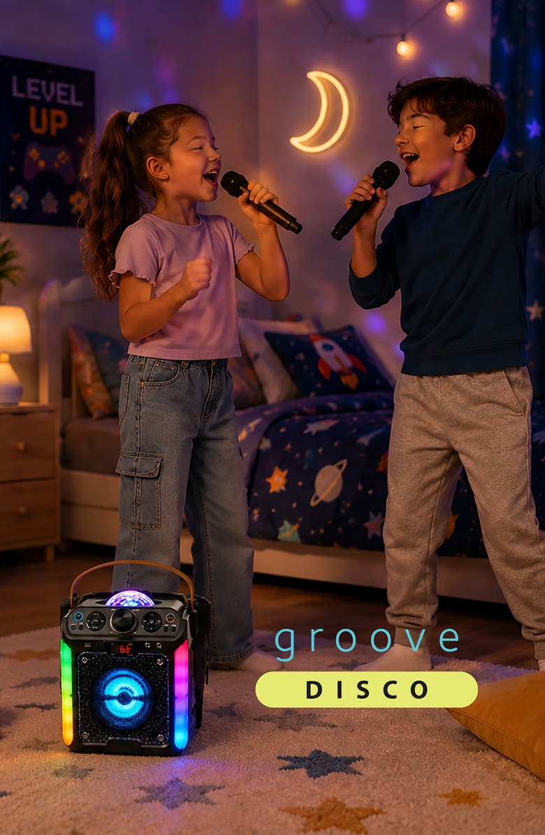 Singing Machine Groove Disco Bluetooth Karaoke Machine with Disco Ball & LED Lights, Alternate, color, Black