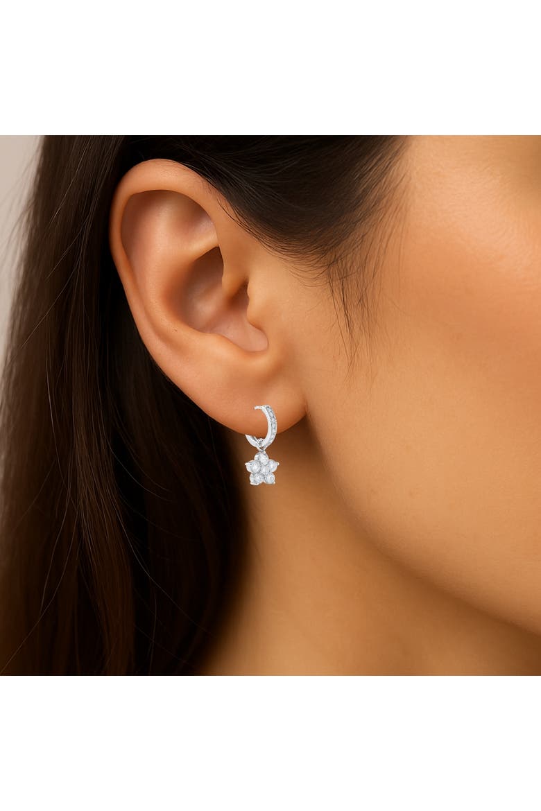 Floral Crystal Drop Earrings, Alternate, color, Silver