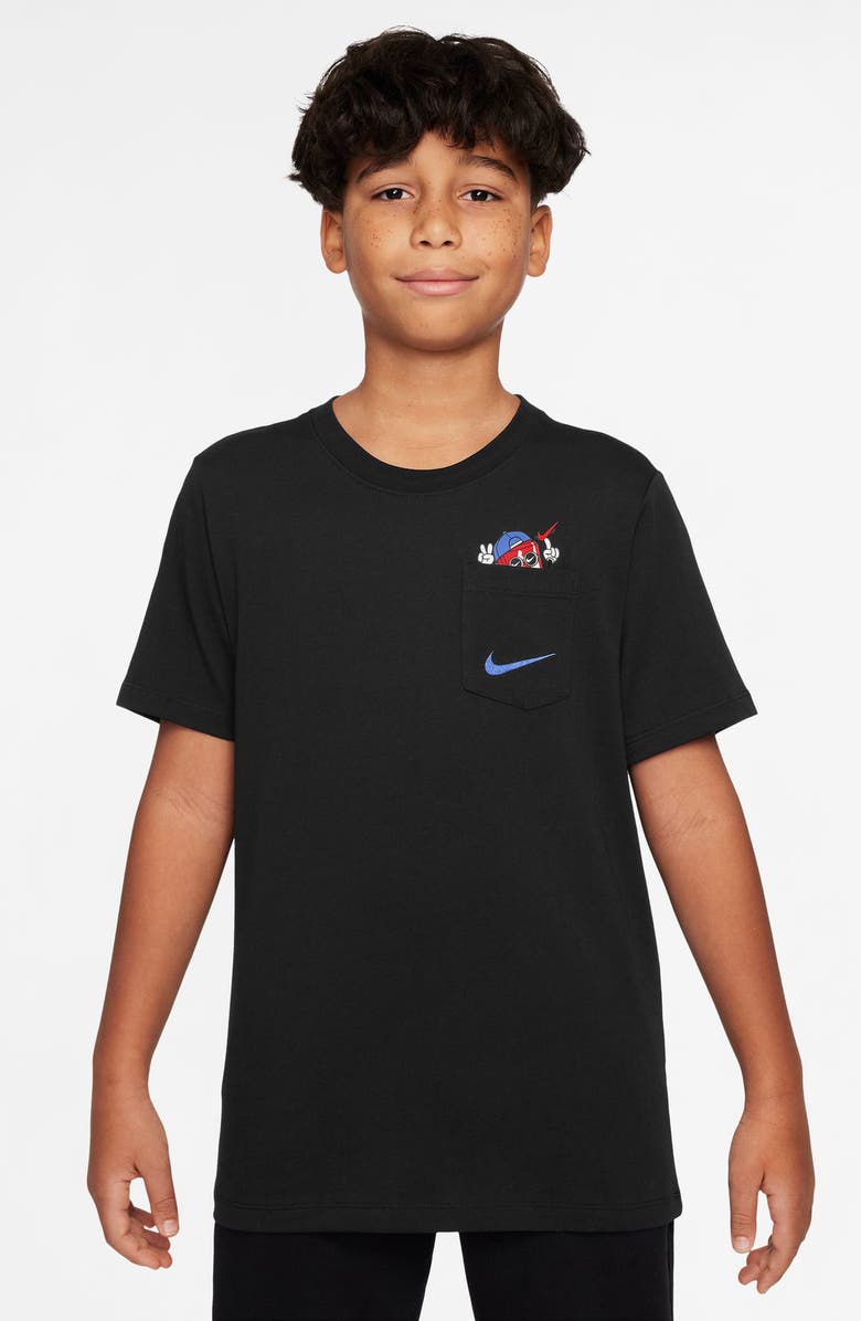 Nike Kids' Boxy Pocket Graphic T-Shirt, Alternate, color, Black