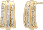 Sara Weinstock Papua 18K Gold Diamond Triple Row Huggie Hoop Earrings